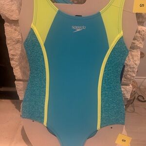 Speedo Blue and Yellow One Piece Swimsuit